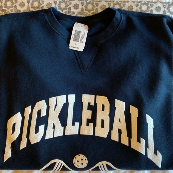 WIN.E navy blue white or grey pink pickleball sweatshirt NWT cotton blend sizeXL - Picture 5 of 9